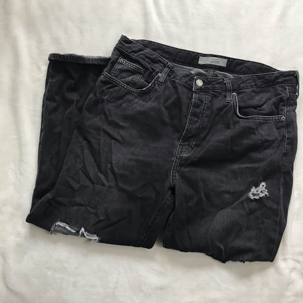 Black topshop Hayden distressed jeans in size 32W